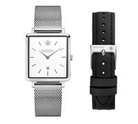 Kistanio Carre SI-WH-M-L-BK Women's Watch with Sapphire Glass and Milanese Strap + Extra Leather Strap