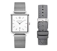 Kistanio Carre SI-WH-M-L-GR Women's Watch with Sapphire Glass and Milanese Strap + Extra Leather Strap