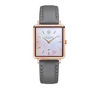Kistanio Carré Women's Watch with Leather Strap Date Stainless Steel Rose Mother of Pearl Sapphire Glass RG-PM-L-GR