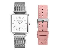 Kistanio Carre Women's Watch with Sapphire Glass and Milanese Strap and Extra Leather Strap SI-WH-M-L-ZRO
