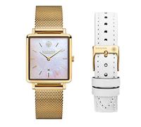 Kistanio Carre Women's Watch with Sapphire Glass and Milanese Strap + Extra Leather Strap GO-PM-M-L-WH