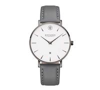Kistanio Moyen Flat Women's Watch with Leather Strap Sapphire Glass 38 mm Diameter Stainless Steel Date Various Variations, Gun Metal / White / Grey, Strap