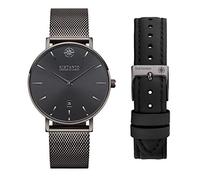 Kistanio Moyen GM-GMS-M-L-BK Women's Watch with Sapphire Glass and Milanese Strap and Extra Leather Strap