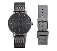 Kistanio Moyen GM-GMS-M-L-GR Women's Watch with Sapphire Glass and Milanese Strap and Extra Leather Strap