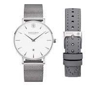 Kistanio Moyen SI-WH-M-L-GR Women's Watch with Sapphire Glass and Milanese Strap + Extra Leather Strap