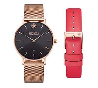 Kistanio Moyen Women's Watch with Sapphire Glass and Milanese Strap + Extra Leather Strap RG-BLKS-M-L-RTN