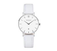 Kistanio Petit Flat Women's Watch with Leather Strap Sapphire Glass 33 mm Diameter Stainless Steel Date Various Variations, white / white, Strap.