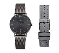 Kistanio Petit GM-GMS-M-L-GR Women's Watch with Sapphire Glass and Milanese Strap and Extra Leather Strap