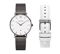 Kistanio Petit GM-WH-M-L-WH Women's Watch with Sapphire Glass and Milanese Strap + Extra Leather Strap