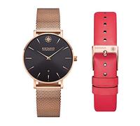 Kistanio Petit RG-BLKS-M-L-RTN Women's Watch with Sapphire Glass and Milanese Strap + Extra Leather Strap
