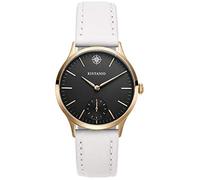 Kistanio Stratolia Women's Watch with Leather Strap Sapphire Glass 31 mm Diameter Stainless Steel Champagne Colour 5 ATM Small Seconds Various Variations, Champagne / Black / White, Strap.