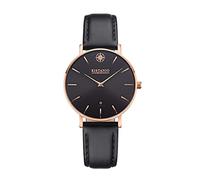 Kistanio Women's Watch Petit Rose Stainless Steel Sapphire Glass with Black Leather Strap RG-BLKS-L-BLK