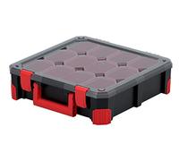 Kistenberg Assortment Box Small Parts Storage Box Sorting Box Assortment Case Small Parts Organiser with Removable Insert Boxes, Transparent Lid, Rubber Corners, 390 x 390 x 110 mm
