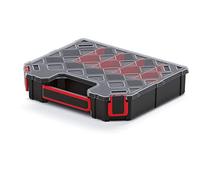 Kistenberg Assortment box, small parts storage box, sorting box | Functional dividers, ergonomic handle, transparent lid, 284 x 243 x 60 mm