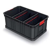 Kistenberg Modular Storage Box, Stackable with Dividers, Black Plastic, Load Capacity up to 50 kg, 520 x 329 x 210 mm