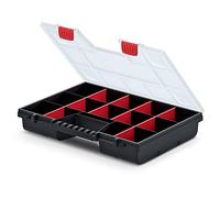 Kistenberg Nor 40 KNO40307 Tool Organiser Tool Box with 10 Removable Compartments Transparent Lid 390 x 290 x 65 mm