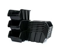 Kistenberg Stacking Box Set, 36 Pieces, Black, Plastic, Storage Boxes, Workshop Boxes, 115 mm x 80 mm x 60 mm