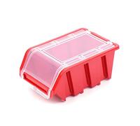 Kistenberg Valle Verde Stacking Boxes, Storage Boxes with Transparent Lids, Set of 50 Storage Boxes for Small Parts, Organiser System for Garage, Workshop, Plastic, Red, 155 x 100 x 70 mm
