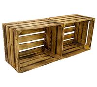 Kistenkolli Altes Land Flambé/Flamed MASSIVE FRUIT BOX AS SHELF OR AS Classic Box CA 49 x 42 x 31 cm/Apple Boxes Wine Boxes from the Old Country - nature, 2 Stück geflammt