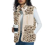 Kistore Women Winter Outdoor Body Warmer Running Jacket Fluffy Sleeveless Jacket Ladies Waistcoat 2025 Fashion Trends Leopard S