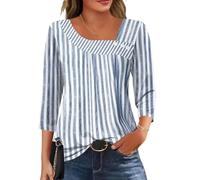 Kistore Womens 3/4 Sleeve Tops Asymmetrical Neck Tunic Shirts S-2XL | Summer Tops for Women UK,Boho Tops for Women,Tops for Women Trendy 2026,Business Casual Outfits