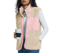 Kistore Women's Gilets Lightweight Gilet for Women Warm Button Down Fleece Vest with Pockets Winter Clothes 2025 Apricot Pink S