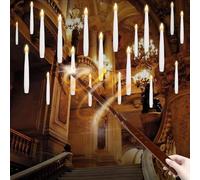 Kistrba 20 Pcs Floating Candles with Magic Wand Remote, Battery Operated LED Flameless Hanging Electric Candles for Christmas Halloween Party Birthday Decoration