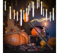 Kistrba 20 Pcs Floating Candles with Magic Wand Remote, Battery Operated LED Flameless Hanging Electric Candles for Christmas Halloween Party Birthday Decoration