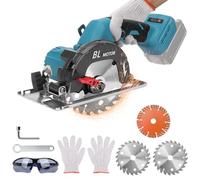 Kistrba Mini Circular Saw for Makita 18V Battery, 1200W Brushless, 6000RPM, 45°/90° Bevel, 42/51mm Depth, 3 Saw Blades, Wood, Plastic, Metal, Tile, Concrete