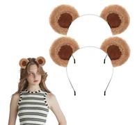 Kistreao Cute Bear Ears Headband, Brown Bear Hairband Movable Ear Bear Head Wear for Makeup Washing Face Animal Cosplay, Bear Ears 2PCS, Medium
