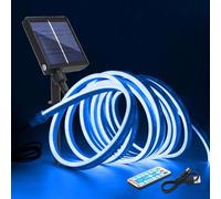 KISUFU 12V Neon Solar Led Strip with Solar Panel Controller,SMD 2835 120 LEDs/m Strip Light, Flexible IP67 Waterproof Neon Silicone Light Strip for Outdoor Decor