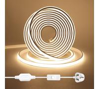 KISUFU 220V COB LED Strips,Waterproof LED Strip Lights with 288LEDs/m,high Density Silicone LED Fairy Light,IP65 LED Strip for Kitchen,Bathroom,Camping Decorative Lighting (20m, Natural White)