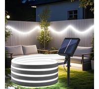KISUFU 24V Outdoor Solar Neon LED Strip, 2535 120 LEDs/m IP65 Waterproof Neon LED Strip with 1.3W 1200mah 8 Modes Solar Battery Box Controller for Garden Trees Christmas