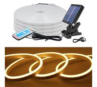 KISUFU 24V Solar LED Neon Strip Lights Outdoor, IP67 Waterproof 120 LEDs/m Dimmable 2835 Neon Light with 1.2W Clip Solar Controller for Yard Garden Decor.