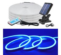 KISUFU 24V Solar LED Neon Strip Lights Outdoor, IP67 Waterproof 120 LEDs/m Dimmable 2835 Neon Light with 1.2W Clip Solar Controller for Yard Garden Decor.