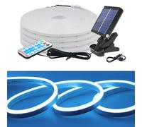 KISUFU 24V Solar LED Neon Strip Lights Outdoor, IP67 Waterproof 120 LEDs/m Dimmable 2835 Neon Light with 1.2W Clip Solar Controller for Yard Garden Decor.