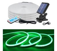 KISUFU 24V Solar LED Neon Strip Lights Outdoor, IP67 Waterproof 120 LEDs/m Dimmable 2835 Neon Light with 1.2W Clip Solar Controller for Yard Garden Decor.