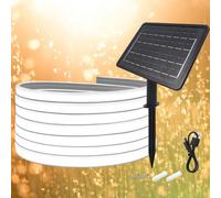 KISUFU 24V Solar LED Strip Lights Outdoor, 320 LEDs/m IP67 Waterproof Solar Powered Flexible Neon Tape Lights with 1200mah Solar Cell Box Controller for Yard Garden Decor.