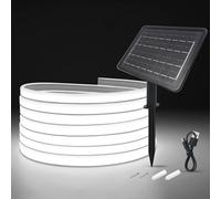 KISUFU 24V Solar LED Strip Lights Outdoor, 320 LEDs/m IP67 Waterproof Solar Powered Flexible Neon Tape Lights with 1200mah Solar Cell Box Controller for Yard Garden Decor.