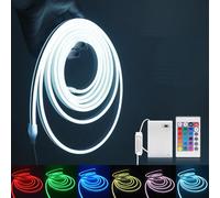 KISUFU 5V 3535 RGB Neon LED Strip Lights, 108 LEDs/m 6X12MM Flexible Led Rope Lights with 24-Key IR 3AA Battery Box Controller for Home Garden Bar Decoration.