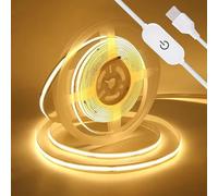 KISUFU 5V COB LED Strip Light USB, 320 LEDs Warm White 3000K Dimmable LED Light + Flexible Tape Light for TV Monitor Backlight,Wardrobe, Cabinet,Mirror,Home DIY Lighting (5m, Warm White)