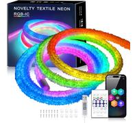 KISUFU 5V WS2812B RGB LED neon Lights Strip, Flannel IP67 Waterproof 360-degree Circle Neon Rope Light with USB 24 Key Bluetooth Music mini Full-Color Controller for Bedroom, Room, Outdoors Decor.