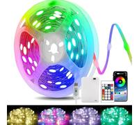 KISUFU Battery Powered RGB LED Strip Lights, 100 LEDs IP67 Waterproof Bluetooth RGB Colorful Lights Strip with 24 Keys Remote Control for Bedroom Outdoor Party Indoor Decoration. (No Battery Inside)