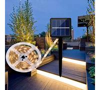 KISUFU Outdoor Solar LED Strip Lights Warm White,30 LEDs/m LED String Light Solar Powered Flexible Waterproof Rope Lights,Lights Strip for Garden Porch Christmas Pathway Home Decor (5m, Warm White)