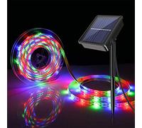 KISUFU Outdoor Solar LED Strip Lights Warm White,30 LEDs/m LED String Light Solar Powered Flexible Waterproof Rope Lights,Lights Strip for Garden Porch Christmas Pathway Patio Home Decor (3m, Colour)