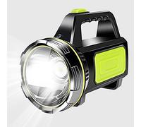 KISUFU Rechargeable LED Torch Camping Lantern with Charger, 10000 Lumen Super Bright Searchlight Flashlight Spotlight Hunting Lamp Black for Outdoor Hiking Fishing,Power Cuts, Emergency and More