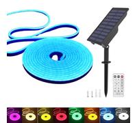 KISUFU Solar Energy Neon LED Ribbon, 24V Neon LED Strip Light IP65 Waterproof Silicone with 1.5w Solar Rechargeable Wall Mount USB Controller for Garden, Outdoor Yard Party Decoration
