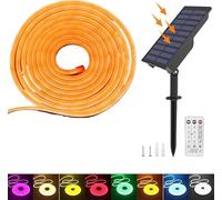KISUFU Solar Energy Neon LED Ribbon, 24V Neon LED Strip Light IP65 Waterproof Silicone with 1.5w Solar Rechargeable Wall Mount USB Controller for Garden, Outdoor Yard Party Decoration