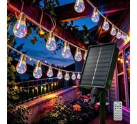 KISUFU Solar Festoon Lights Outdoor, 5m 10 Shatterproof Bulbs 1200mah IP67 Waterproof Solar Powered Garden Lights with Remote Control for Gazebo, Patio, Party, Wedding Decor.