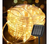KISUFU Solar Powered String Lights Outdoor 100LED 12M Garden Lights IP65 Waterproof 8 Modes PVC Rainbow Tube Copper Wire Light String for Patio,Yard,Party